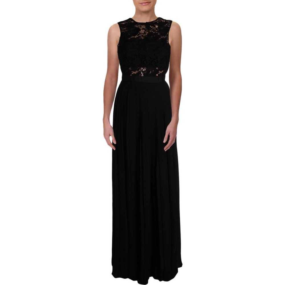 AQUA LACE SLEEVELESS EVENING DRESS
